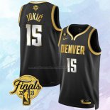 Camiseta Denver Nuggets Nikola Jokic NO 15 Ciudad 2023 NBA Finals Negro